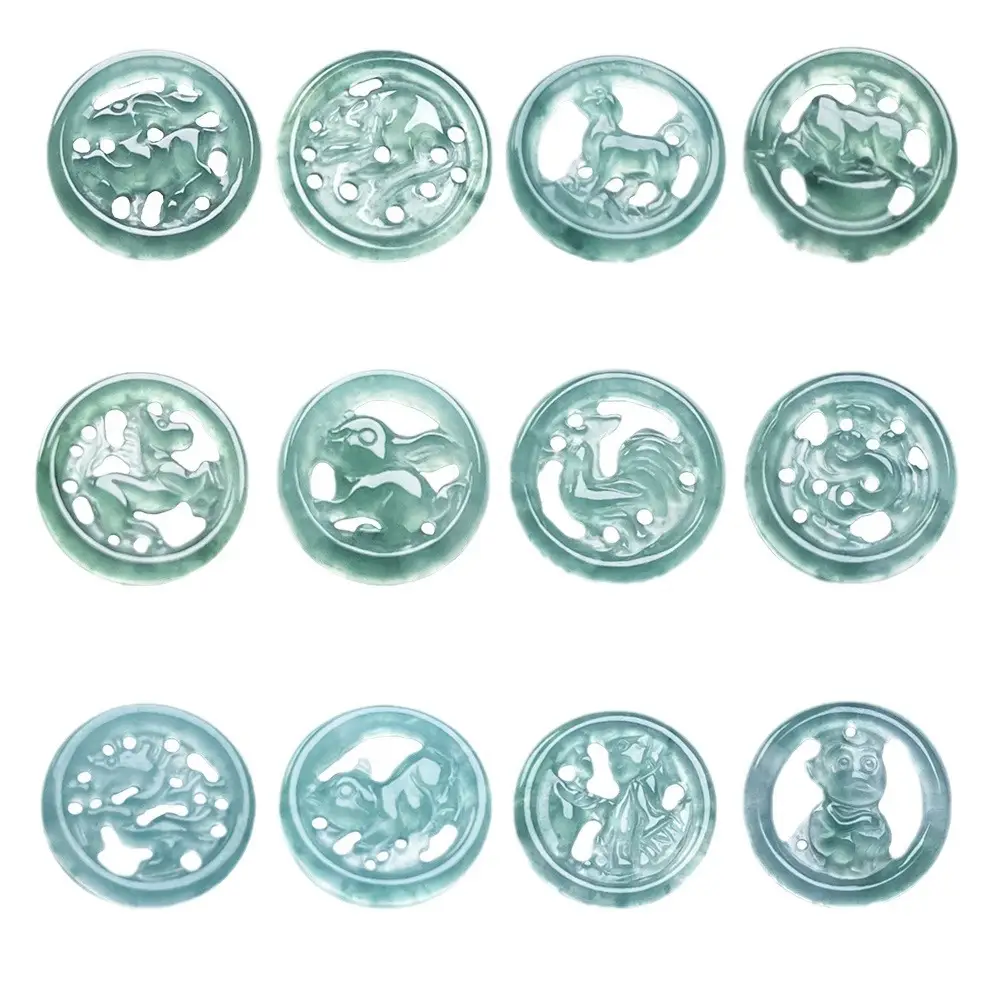Natural Jade Water Pendant Buttons Green A-Grade Wholesale - Image 21