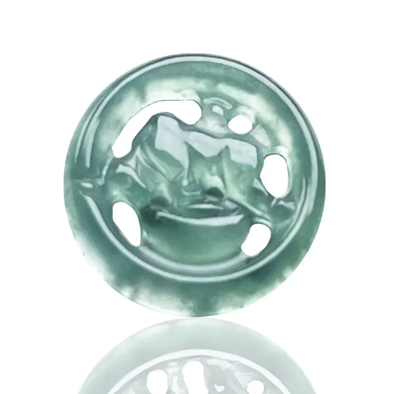Natural Jade Water Pendant Buttons Green A-Grade Wholesale - Image 5