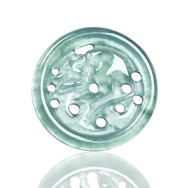 Natural Jade Water Pendant Buttons Green A-Grade Wholesale - Image 7