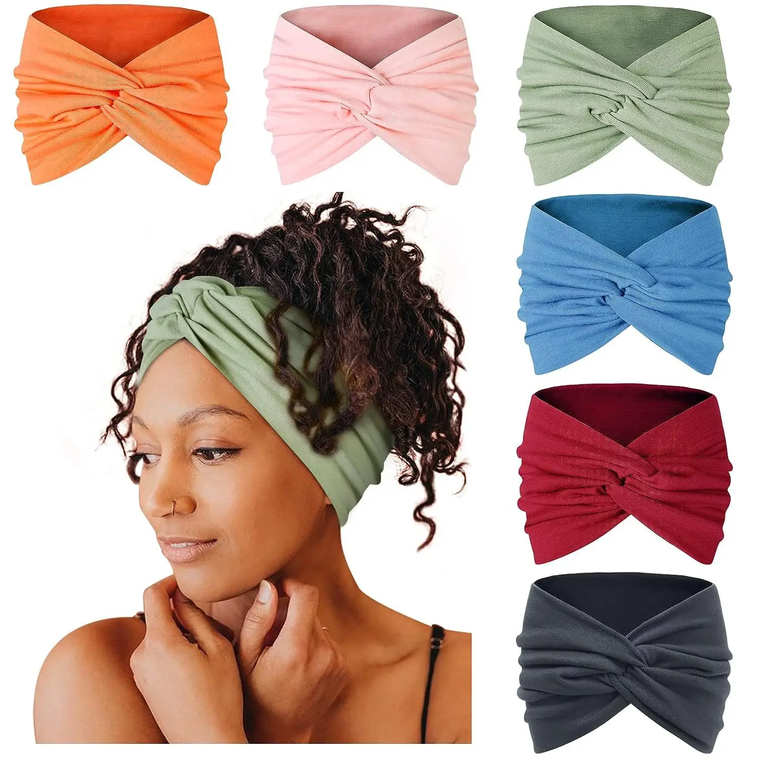 Green Twist Yoga Hair Band for Women