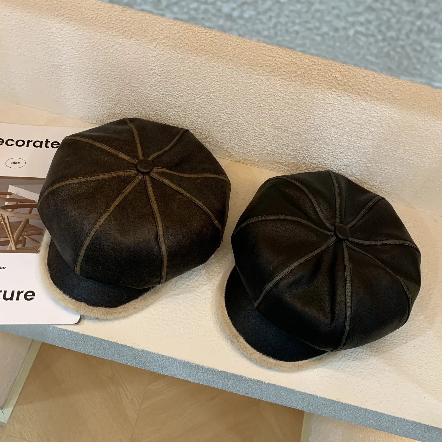 2023 Warm PU Leather Beret for Women