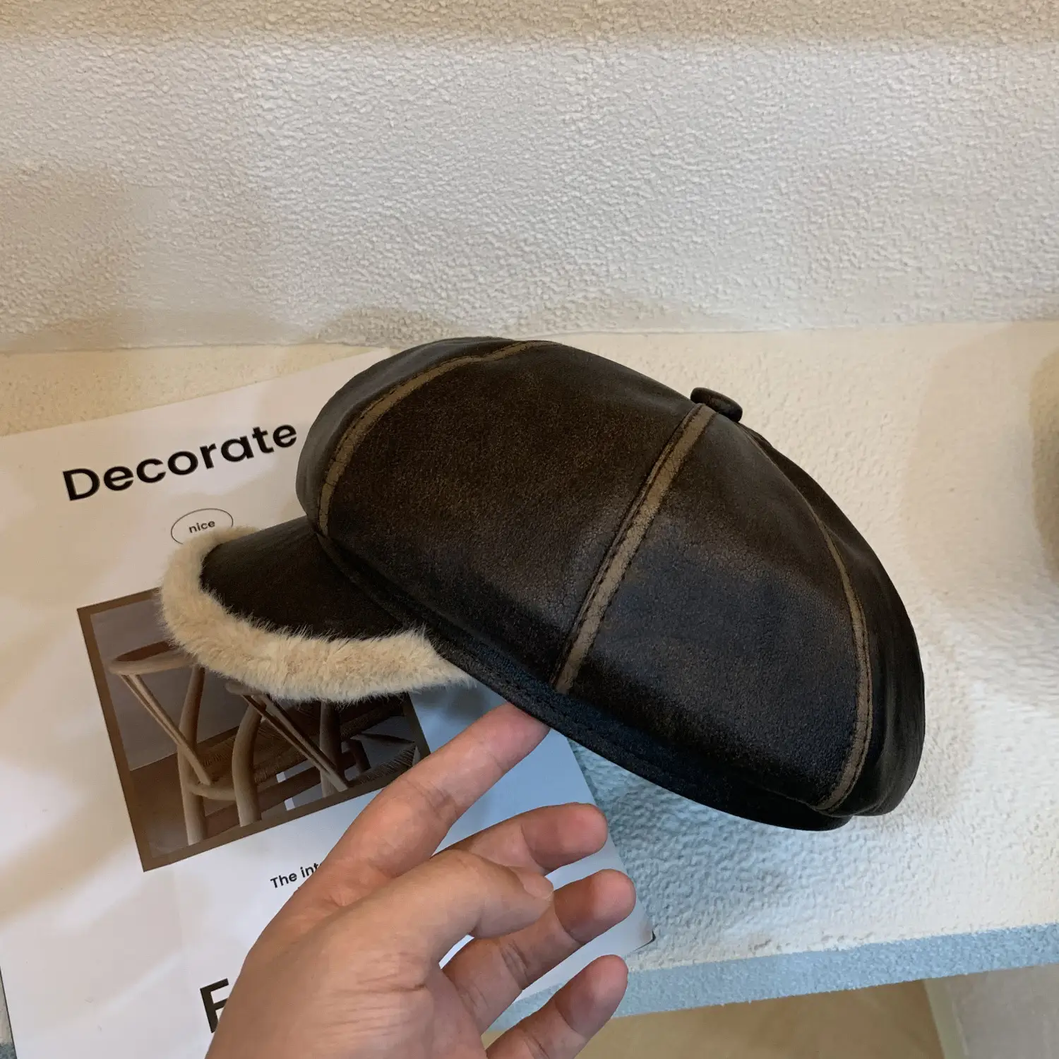 2023 Warm PU Leather Beret for Women