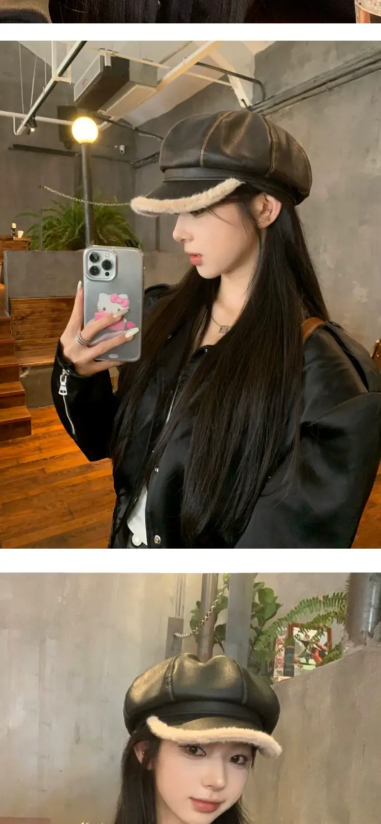 2023 Warm PU Leather Beret for Women — feature 2
