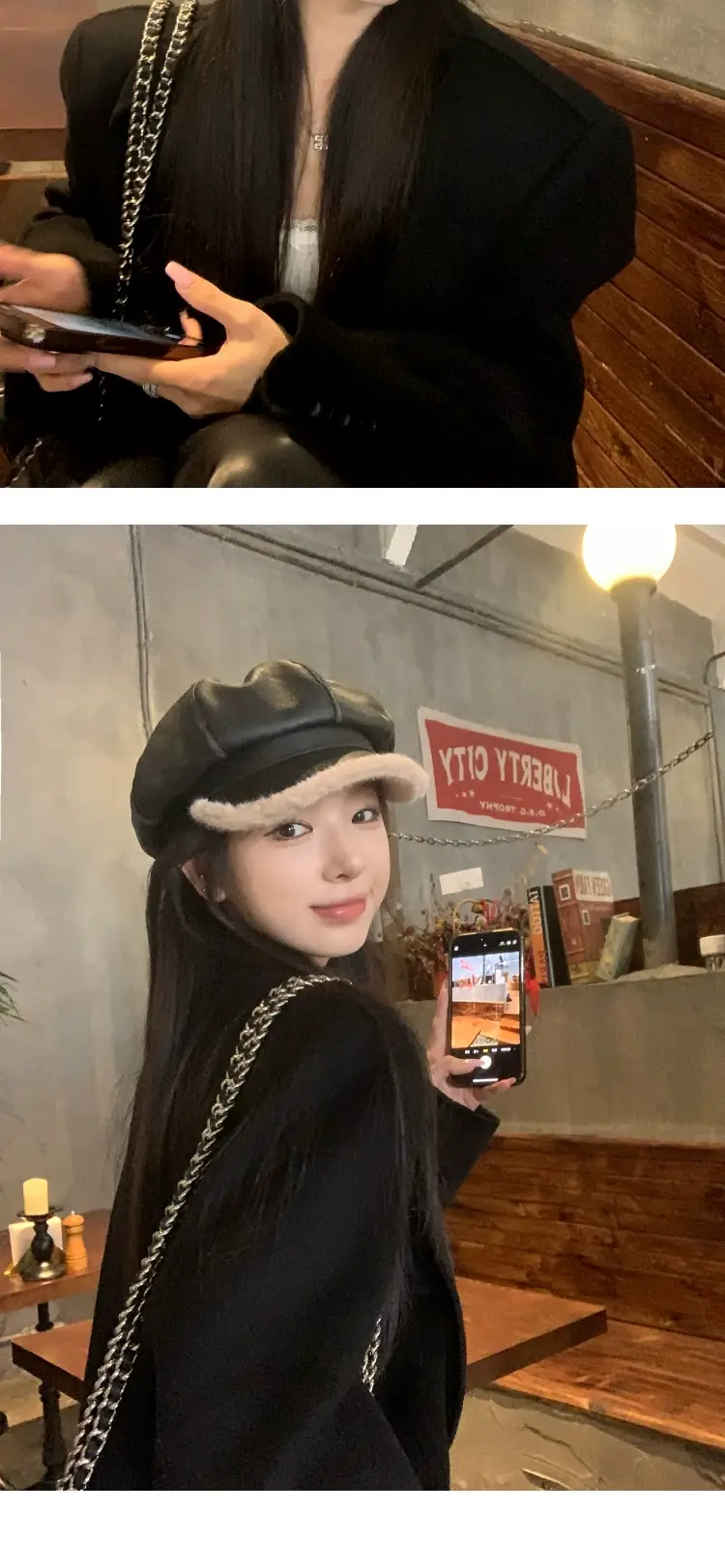 2023 Warm PU Leather Beret for Women — feature 3