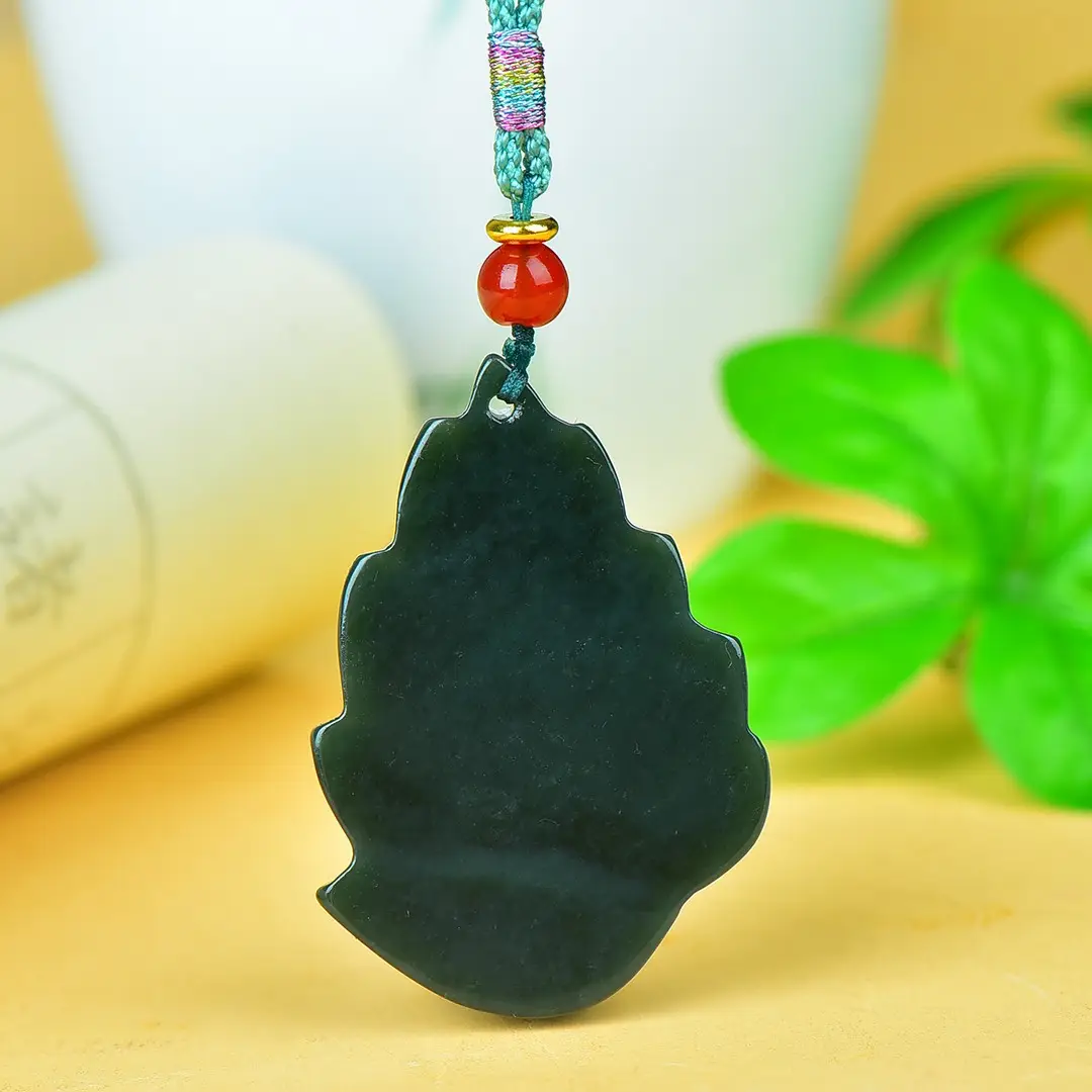 Hetian Jade Nine-Tail Fox Pendant Black - Image 5