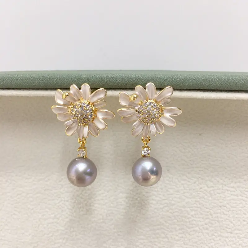Sweet Sunflower Pearl Earrings for Women S925 Sterling Silver - Image 4
