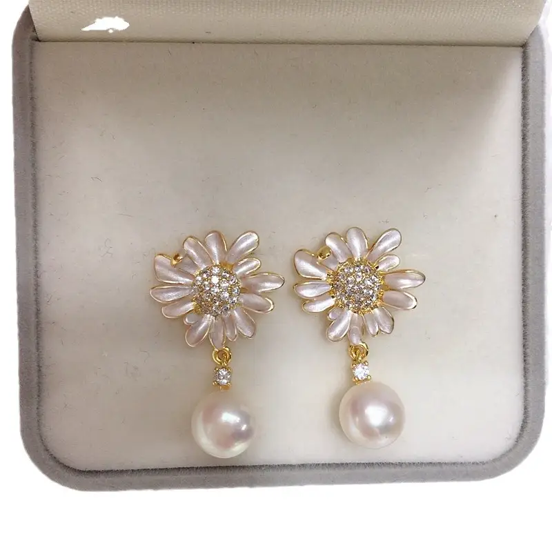 Sweet Sunflower Pearl Earrings for Women S925 Sterling Silver - Image 7