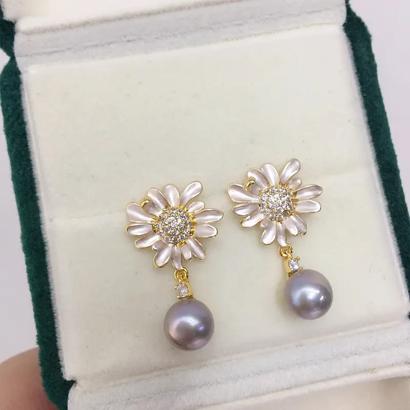 Sweet Sunflower Pearl Earrings for Women S925 Sterling Silver — feature 8