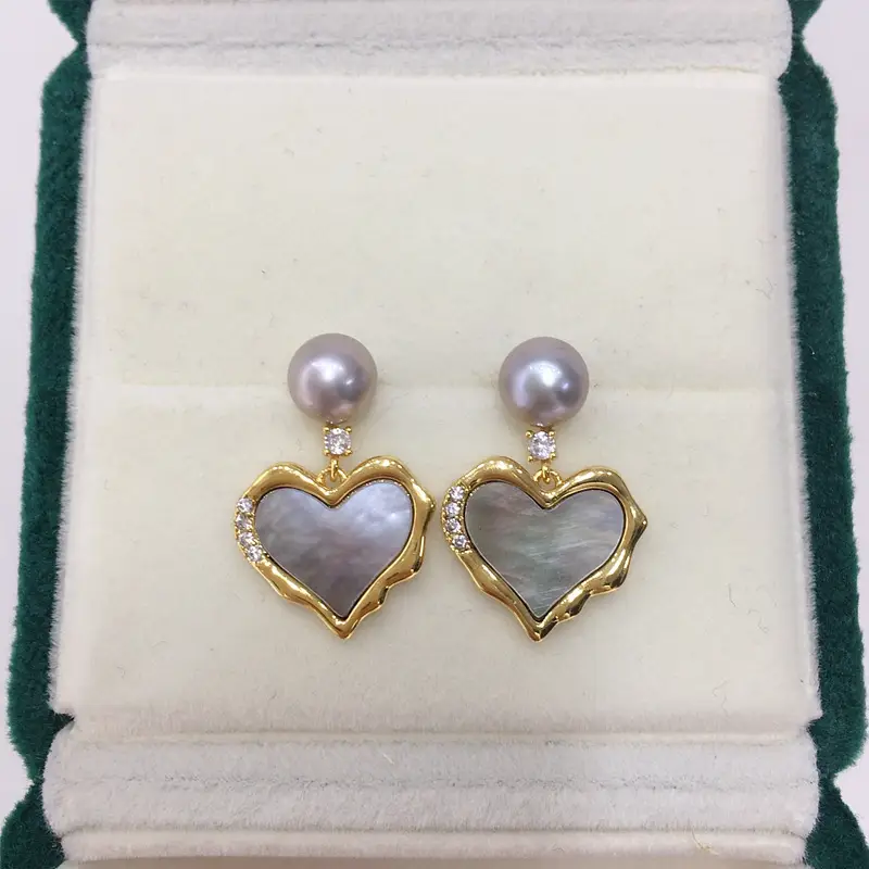 Natural Freshwater Pearl Heart Earrings for Women - Image 4