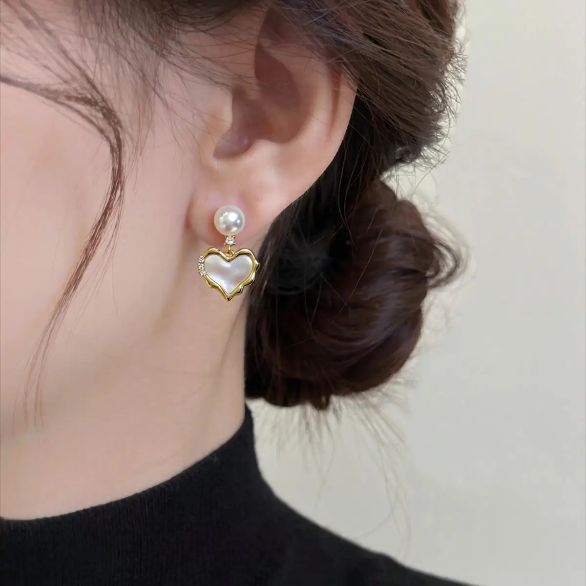 Natural Freshwater Pearl Heart Earrings for Women - Image 5