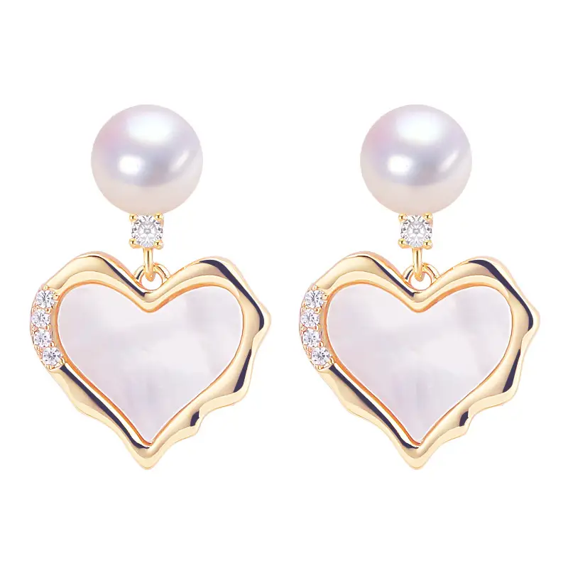 Natural Freshwater Pearl Heart Earrings for Women - Image 6