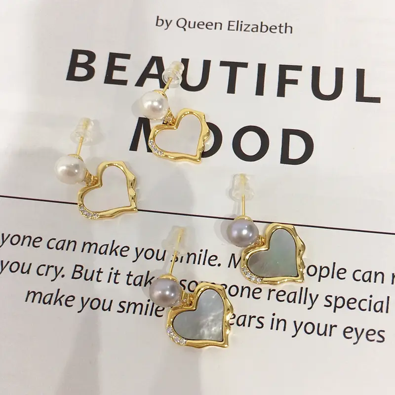 Natural Freshwater Pearl Heart Earrings for Women — feature 6