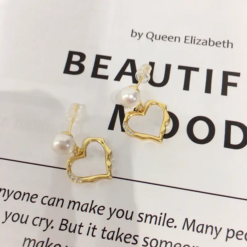 Natural Freshwater Pearl Heart Earrings for Women — feature 7