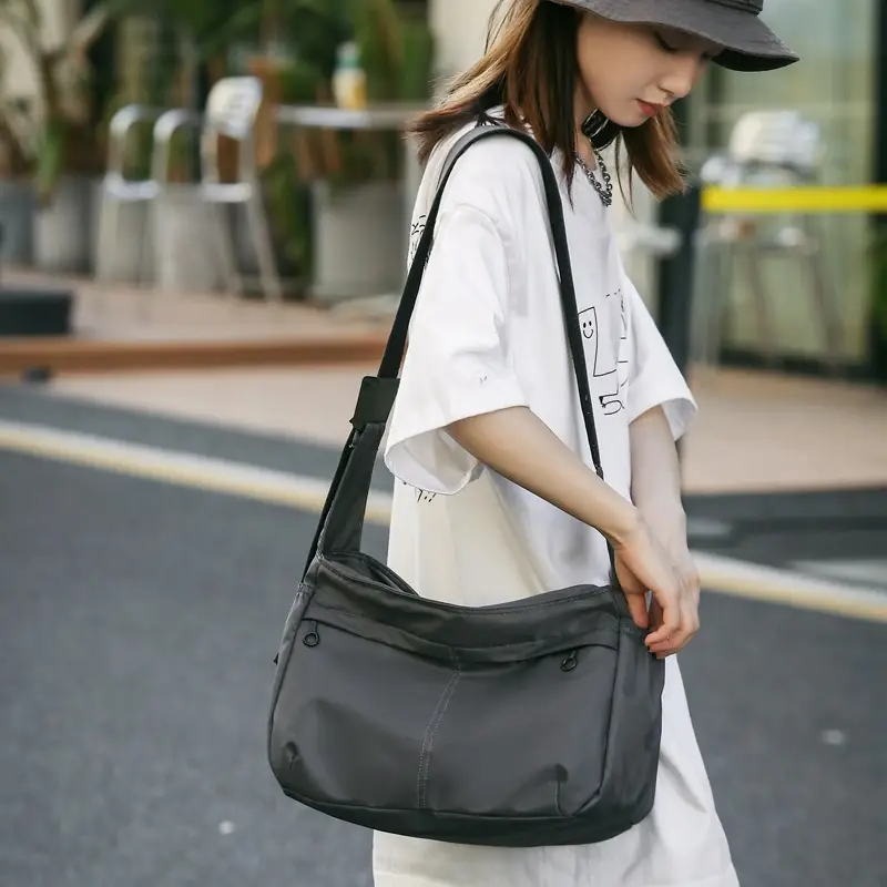 Waterproof Nylon Messenger Bag Orange Large Capacity - Image 7