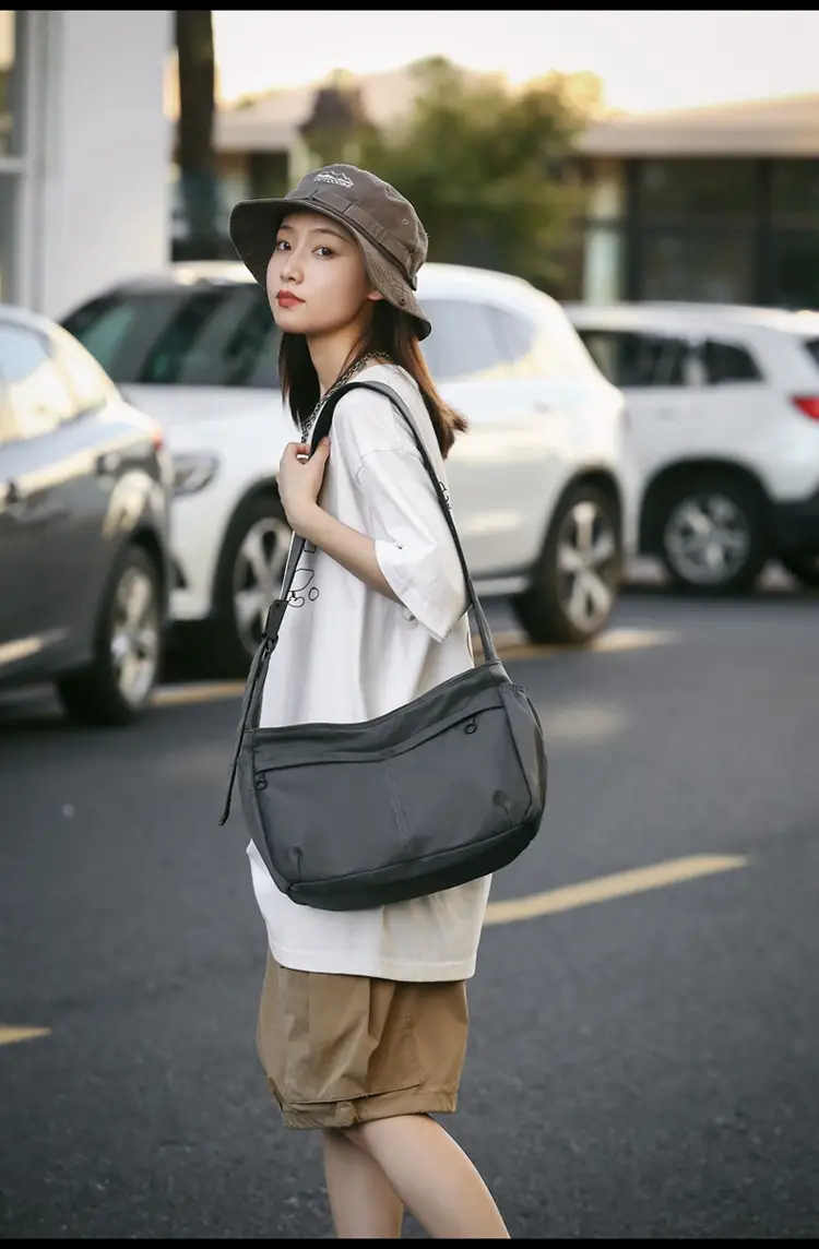 Waterproof Nylon Messenger Bag Orange Large Capacity — feature 23