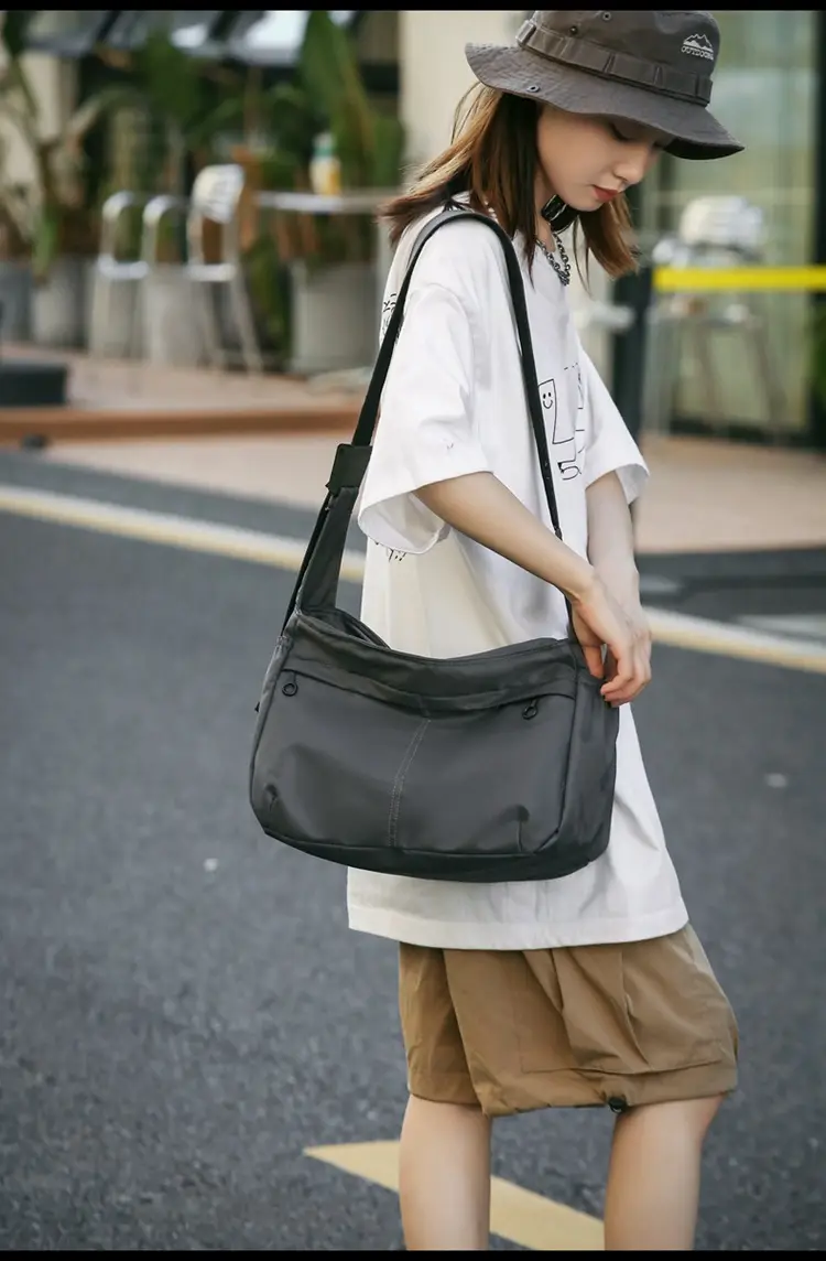 Waterproof Nylon Messenger Bag Orange Large Capacity — feature 31
