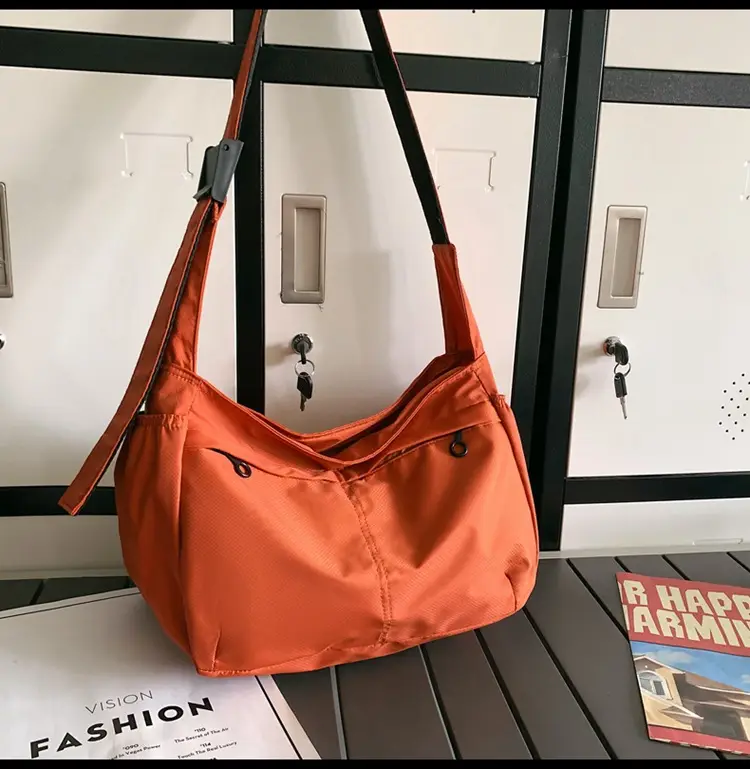 Waterproof Nylon Messenger Bag Orange Large Capacity — feature 41