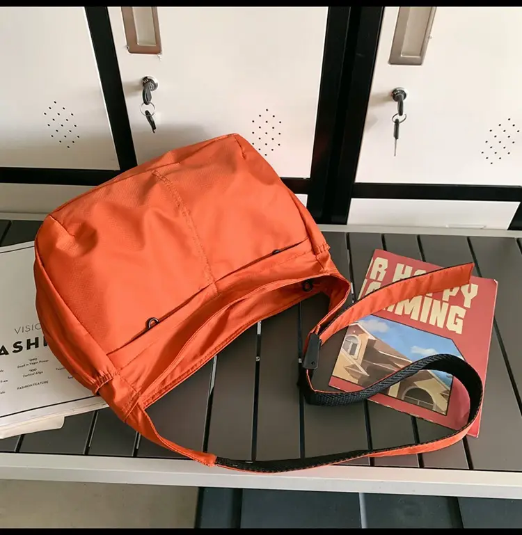 Waterproof Nylon Messenger Bag Orange Large Capacity — feature 42