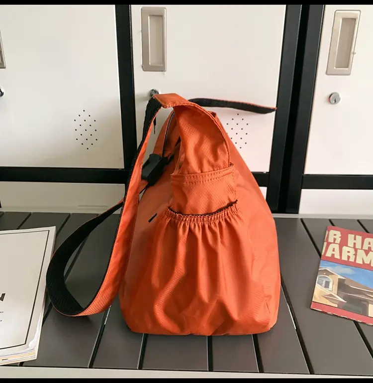 Waterproof Nylon Messenger Bag Orange Large Capacity — feature 43