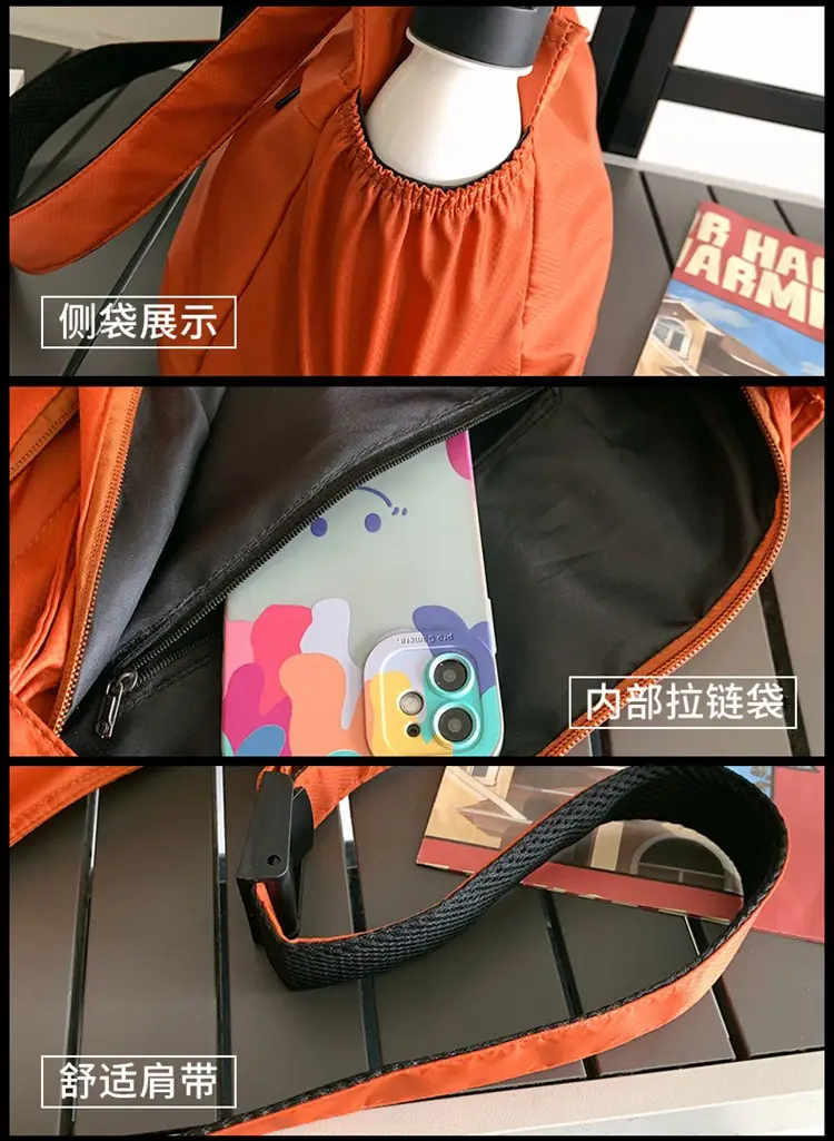 Waterproof Nylon Messenger Bag Orange Large Capacity — feature 48