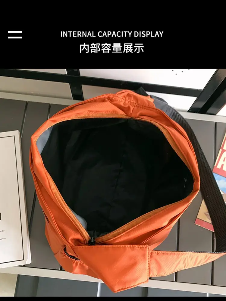 Waterproof Nylon Messenger Bag Orange Large Capacity — feature 49