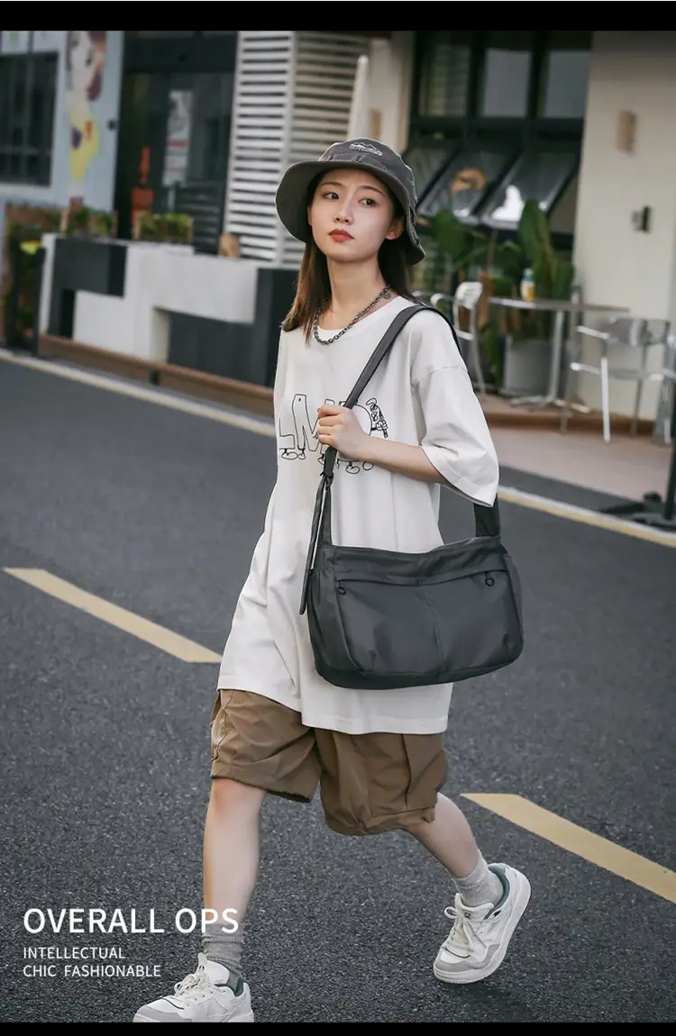 Waterproof Nylon Messenger Bag Orange Large Capacity — feature 6