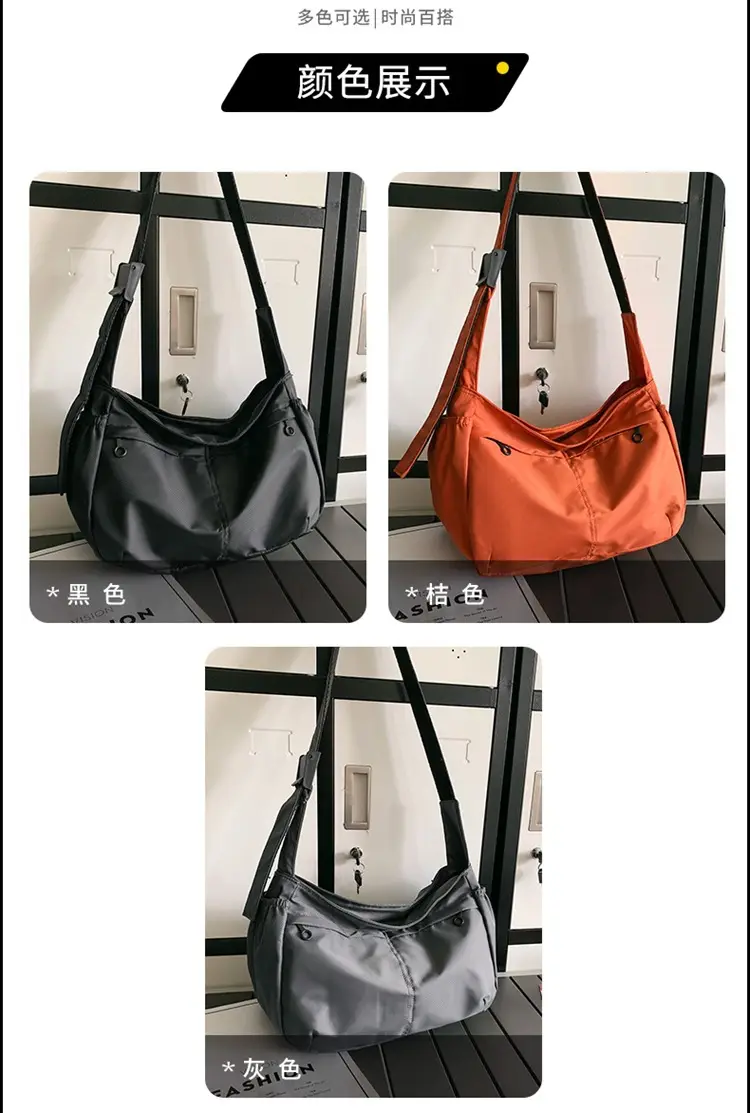 Waterproof Nylon Messenger Bag Orange Large Capacity — feature 9