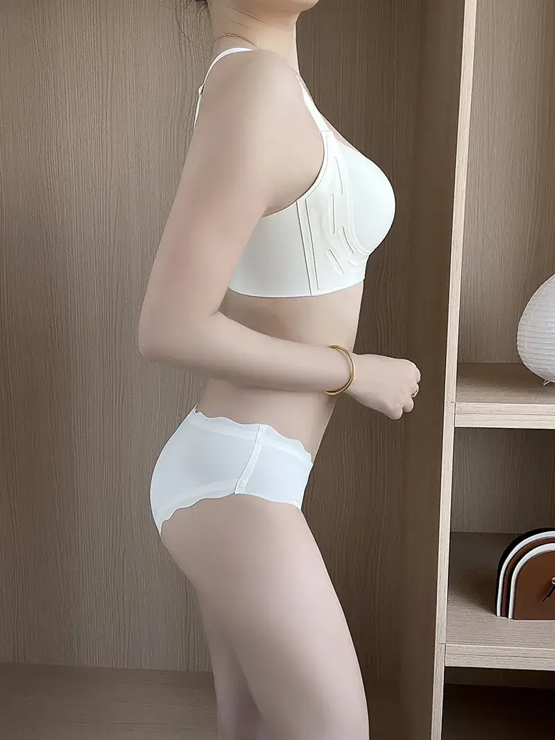 Pink Pull-Up Non-Steel Ring Seamless Underwear for Small Chest — feature 13