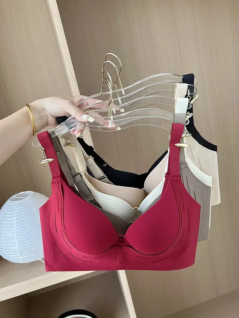 Pink Pull-Up Non-Steel Ring Seamless Underwear for Small Chest — feature 2