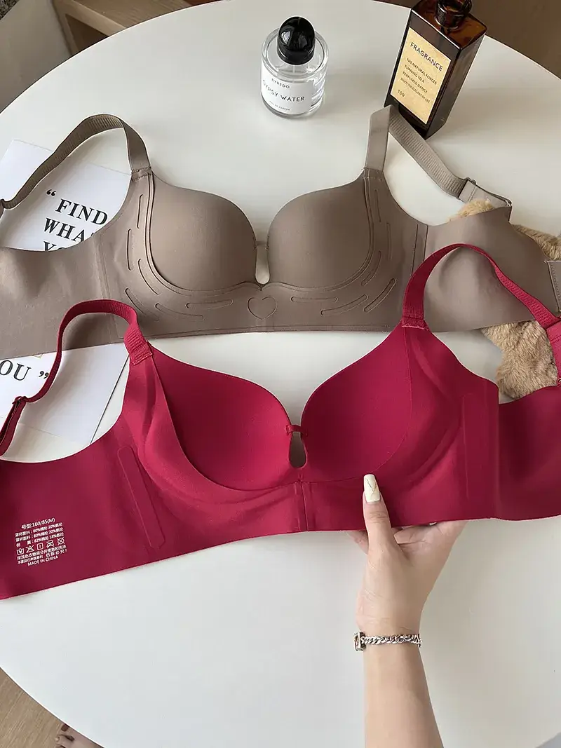 Pink Pull-Up Non-Steel Ring Seamless Underwear for Small Chest — feature 24