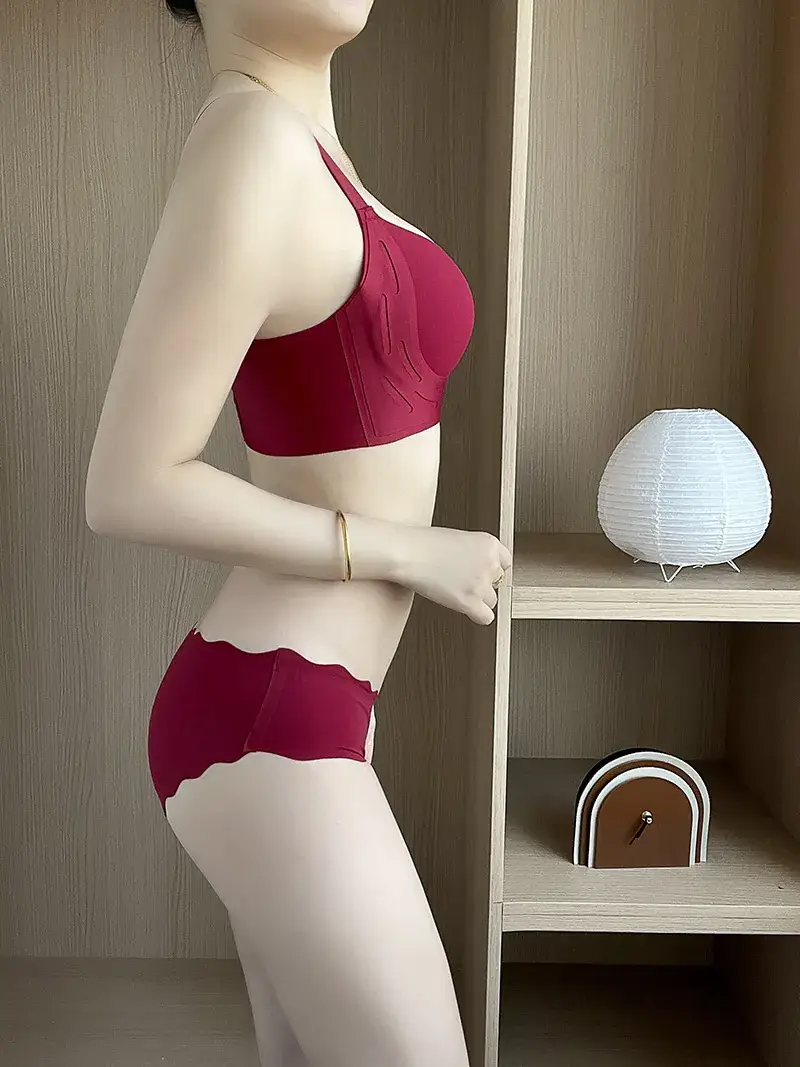Pink Pull-Up Non-Steel Ring Seamless Underwear for Small Chest — feature 9