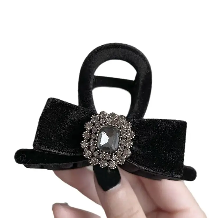 Black Sparkly Bow Hairpin for Women