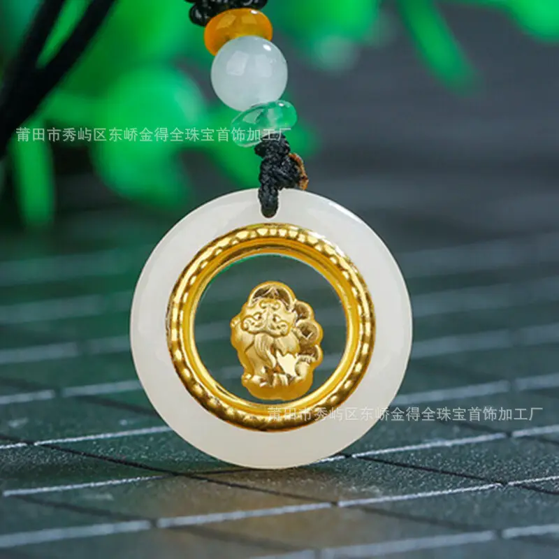 Gold Inlaid Guanyin Pendant with Safety Buckle - Image 11