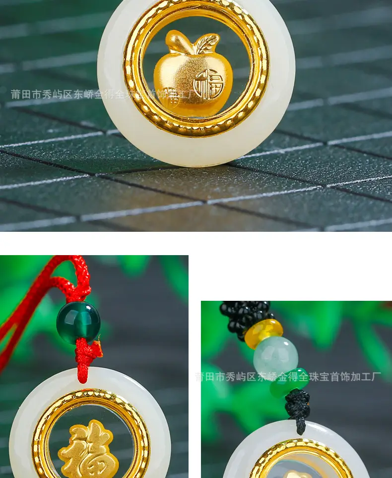 Gold Inlaid Guanyin Pendant with Safety Buckle — feature 14