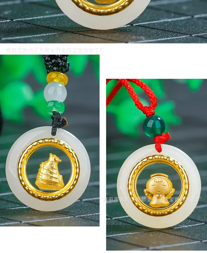 Gold Inlaid Guanyin Pendant with Safety Buckle — feature 16