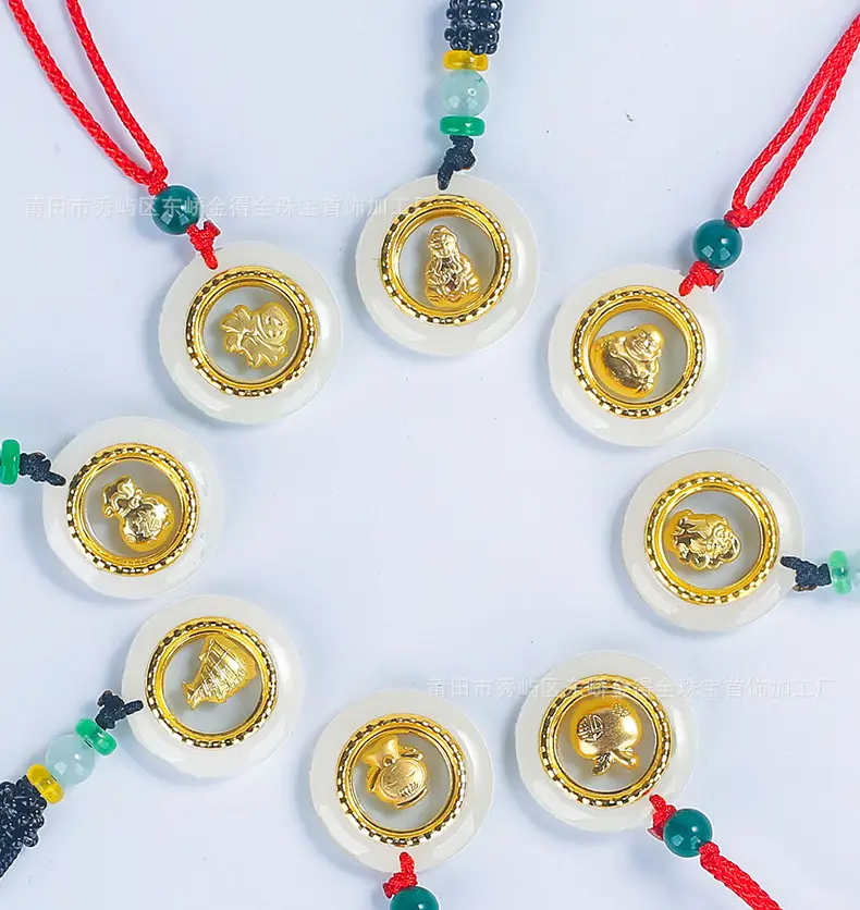 Gold Inlaid Guanyin Pendant with Safety Buckle — feature 5