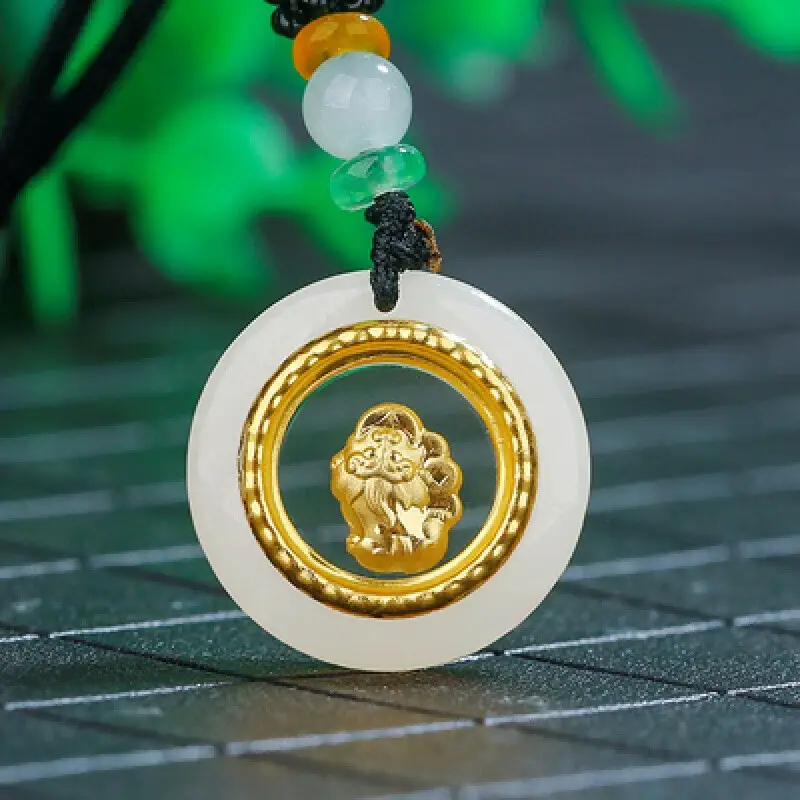 Gold Inlaid Guanyin Pendant with Safety Buckle - Image 3