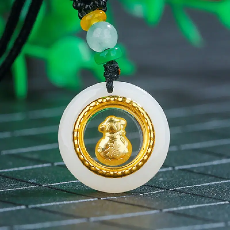 Gold Inlaid Guanyin Pendant with Safety Buckle - Image 5