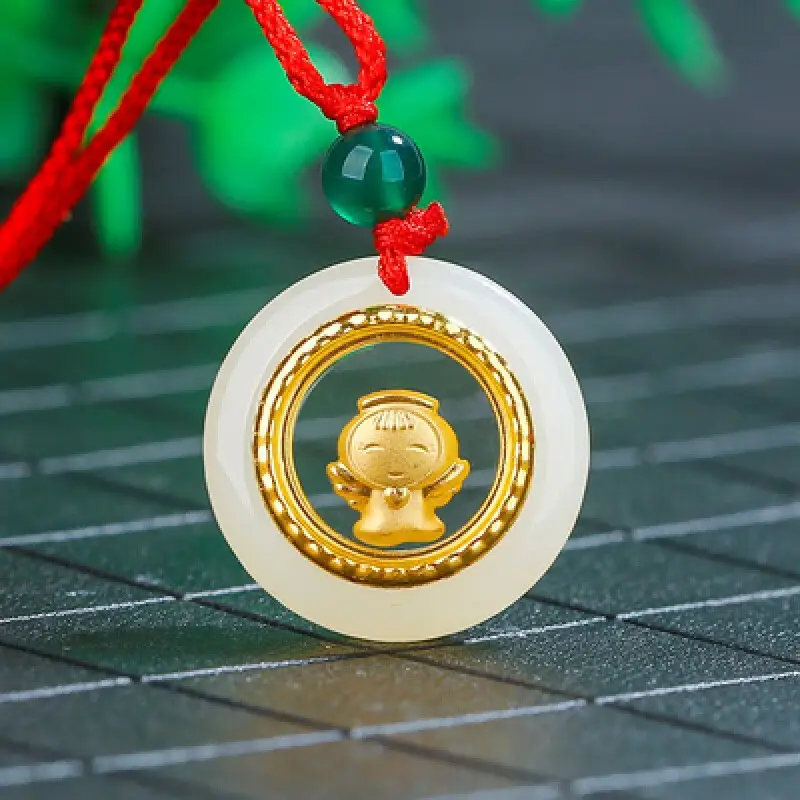 Gold Inlaid Guanyin Pendant with Safety Buckle - Image 6