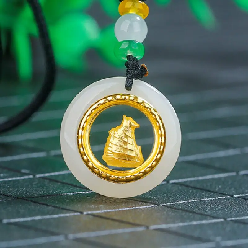 Gold Inlaid Guanyin Pendant with Safety Buckle - Image 8