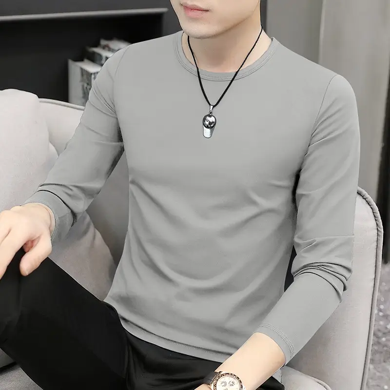 Men's Blue Long Sleeve T-Shirt Spring Autumn Thin Inner - Image 10