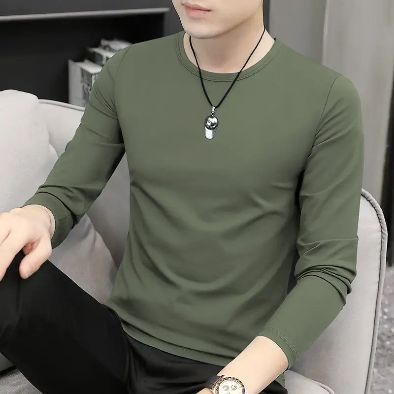Men's Blue Long Sleeve T-Shirt Spring Autumn Thin Inner - Image 11