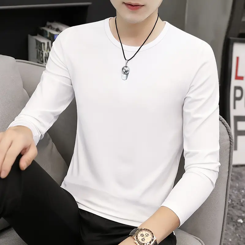 Men's Blue Long Sleeve T-Shirt Spring Autumn Thin Inner - Image 2