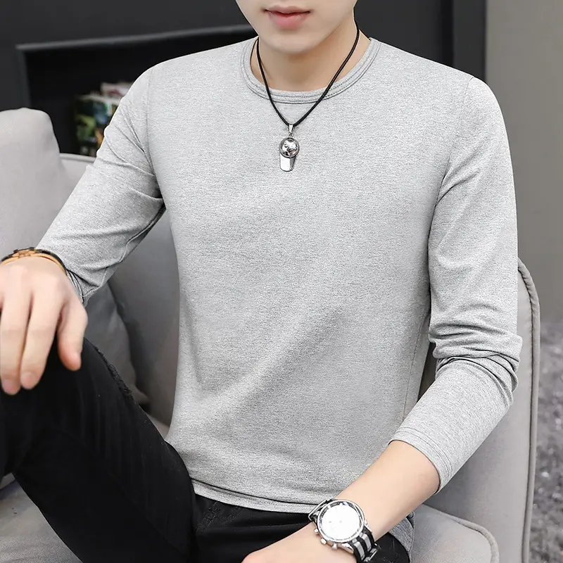 Men's Blue Long Sleeve T-Shirt Spring Autumn Thin Inner - Image 3