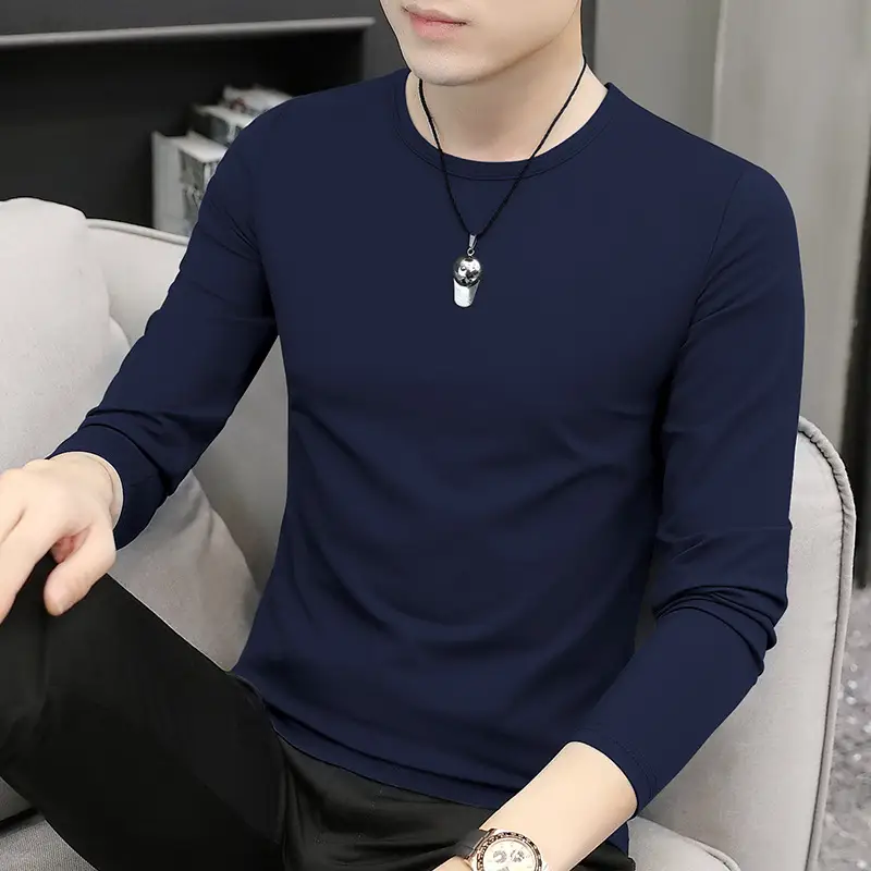 Men's Blue Long Sleeve T-Shirt Spring Autumn Thin Inner - Image 4