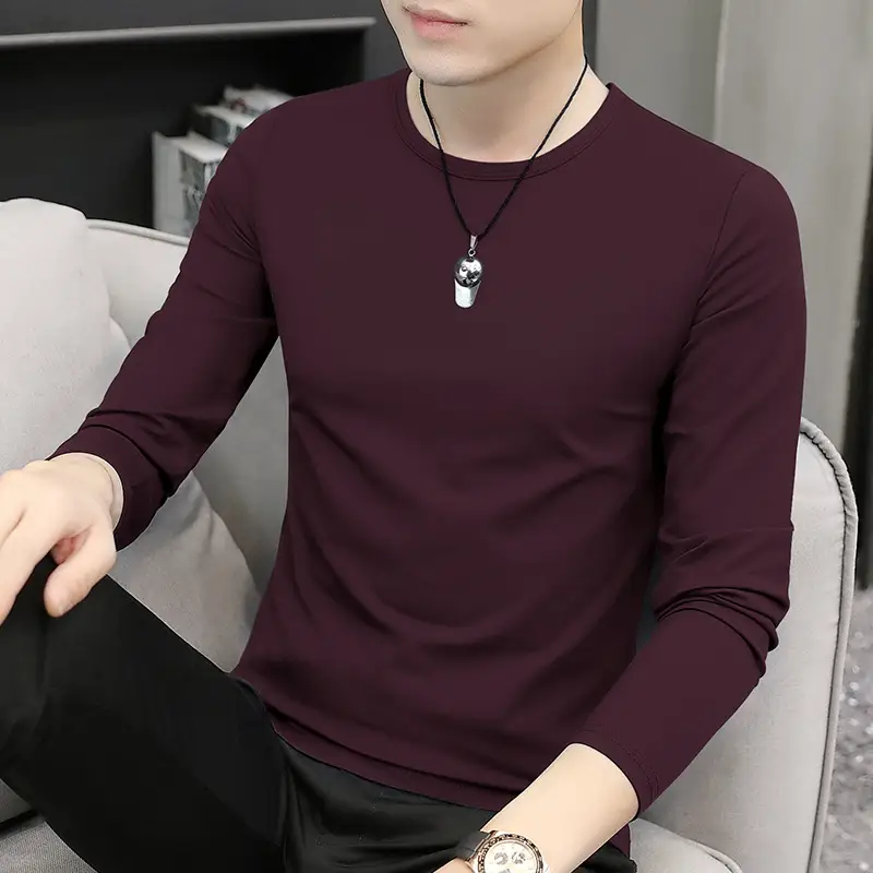 Men's Blue Long Sleeve T-Shirt Spring Autumn Thin Inner - Image 5