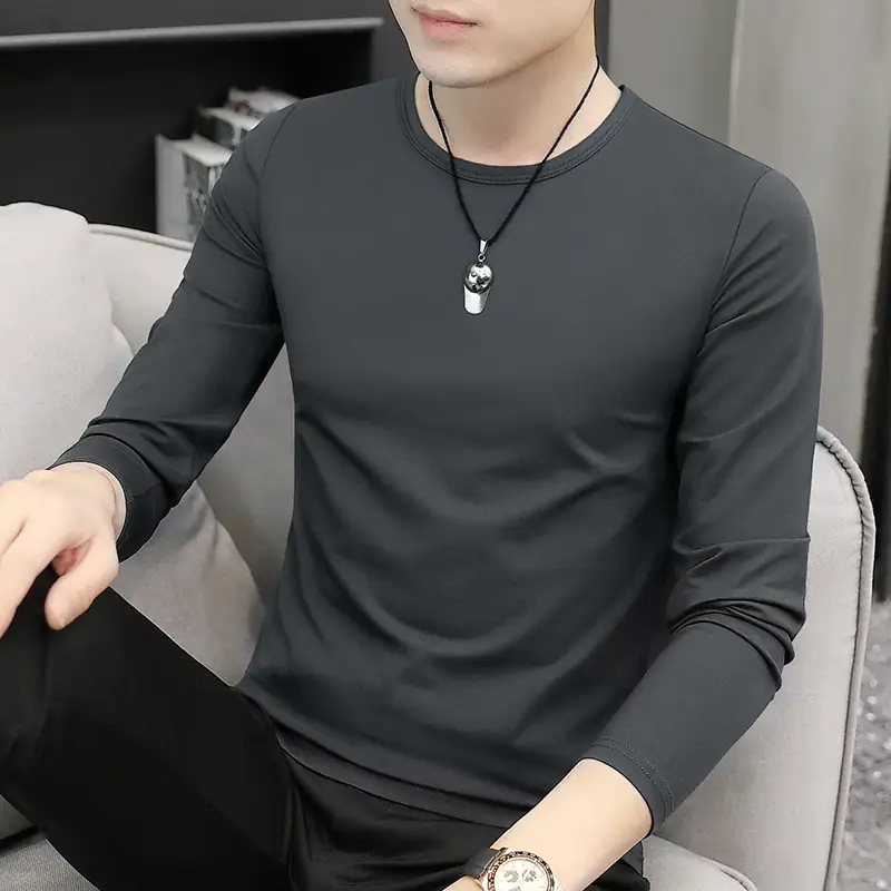Men's Blue Long Sleeve T-Shirt Spring Autumn Thin Inner - Image 6
