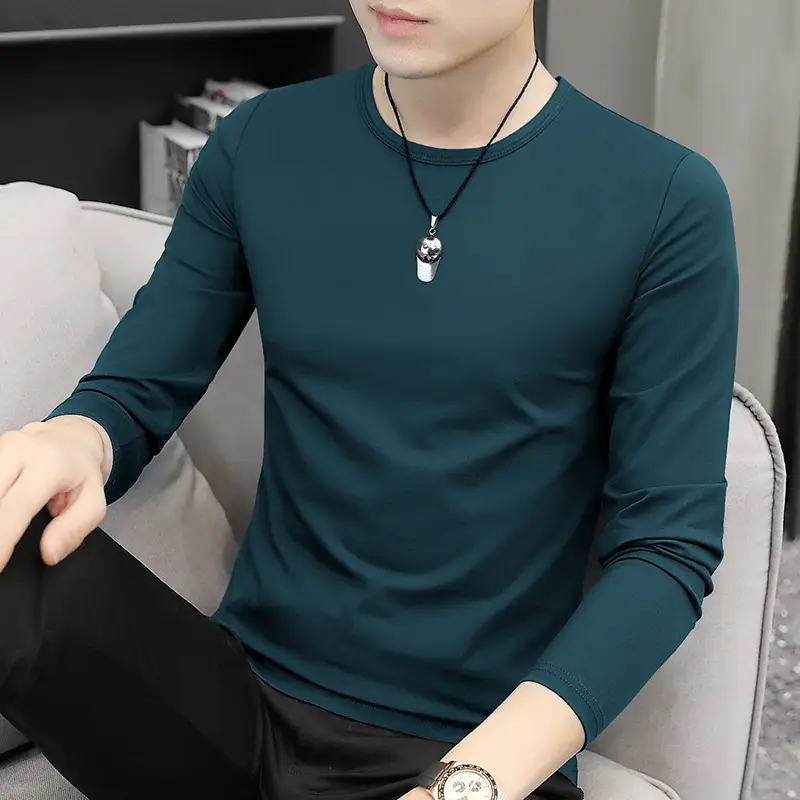 Men's Blue Long Sleeve T-Shirt Spring Autumn Thin Inner - Image 7