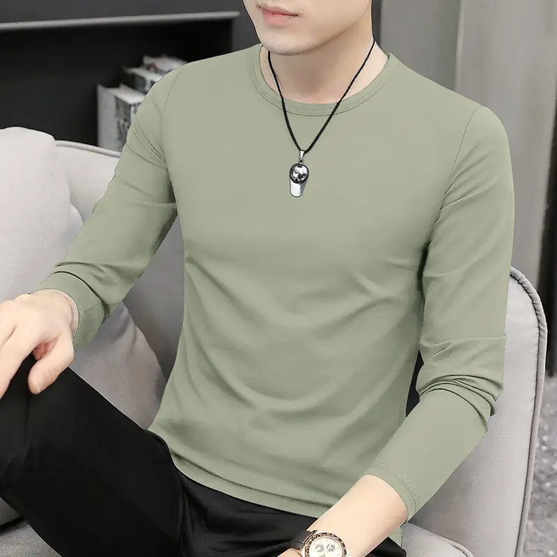 Men's Blue Long Sleeve T-Shirt Spring Autumn Thin Inner - Image 9