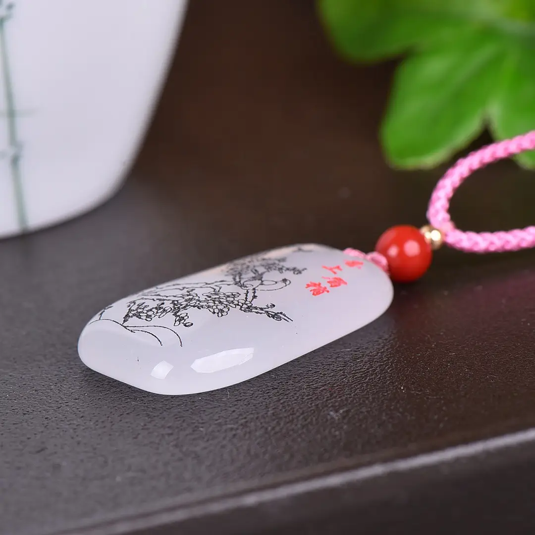 Jade Beaming Pendant with Gold Plating Red Bracelet - Image 3